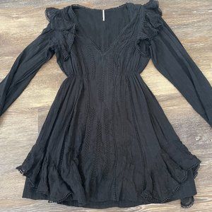 Free People Black Ruffle Dress